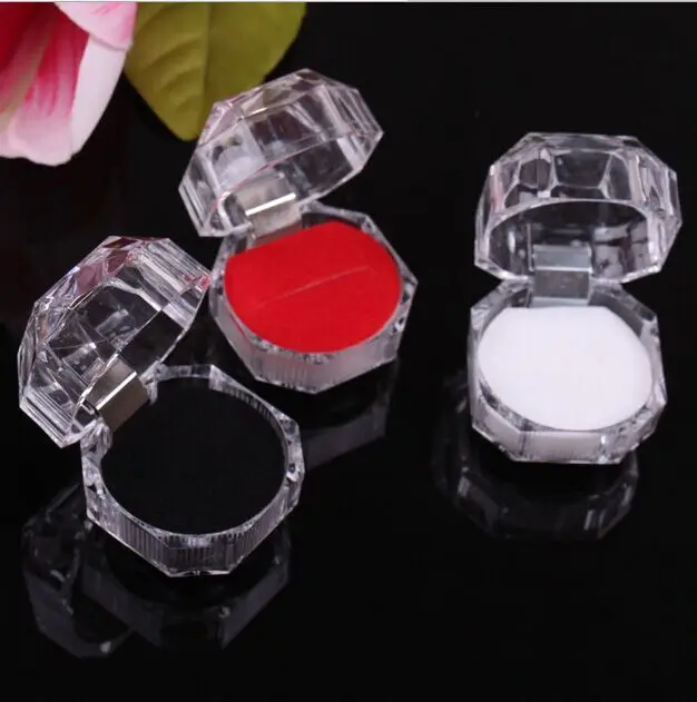 

4cm ring box Transparent Crystal Ring Box Second Can Finger Case Ear Nail Jewelry Box