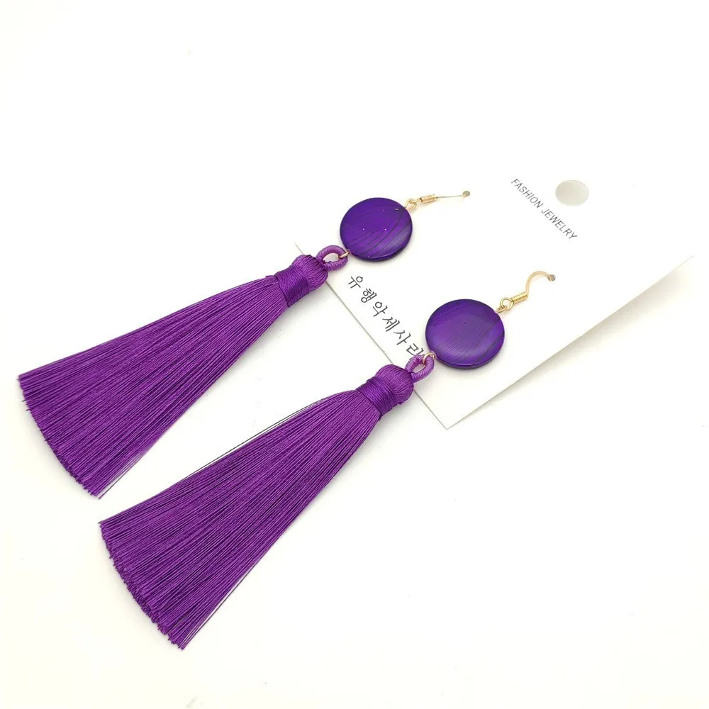 

Purple Shell Tassel Earrings For Women Statement Colorful Earrings Female Simple Style Fashion Jewelry Handmade oorbellen
