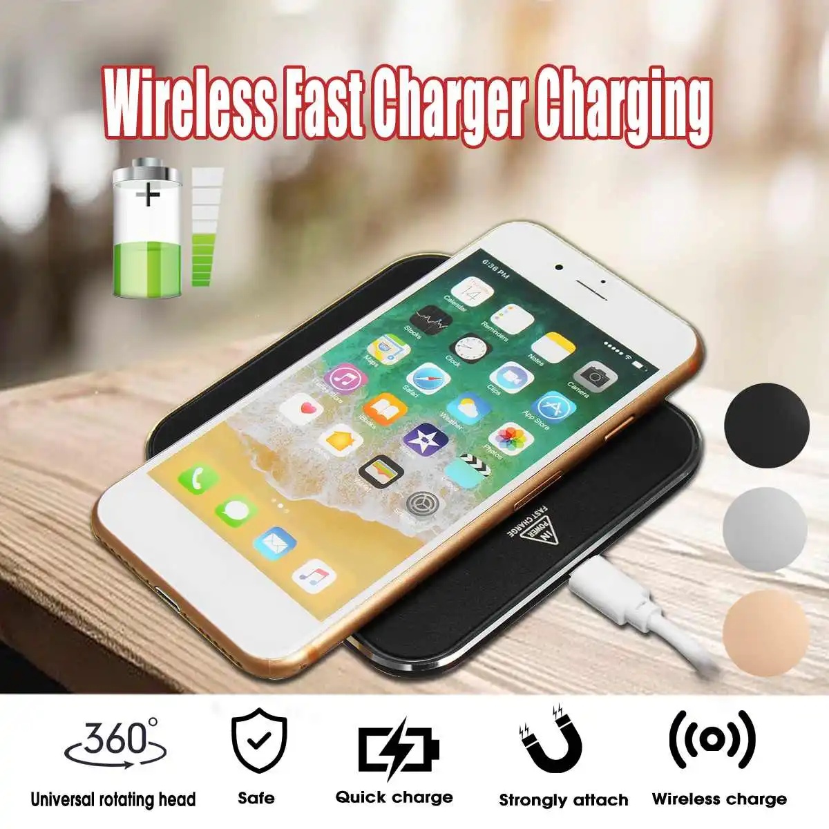 Universal 9V 1.8A Rotating Head Design Wireless Charger Pad for iPhone