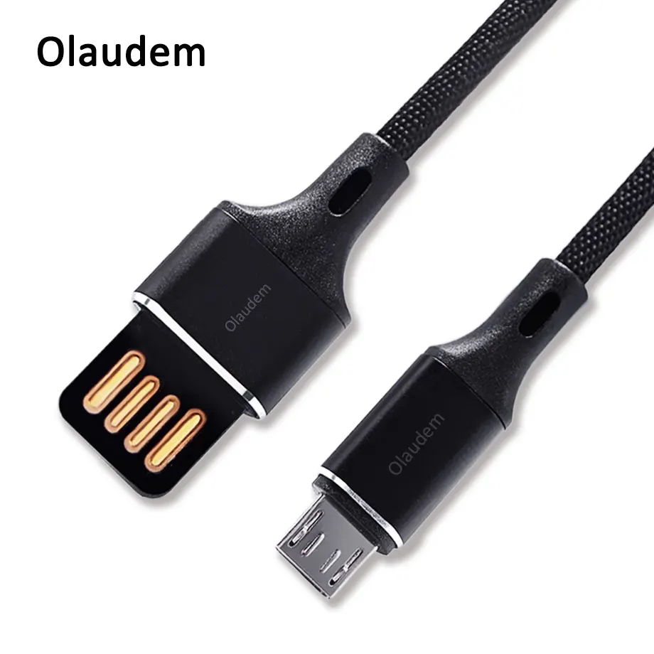 Olaudem Mobile Phone Cables Double Sided Micro USB Cable Nylon USB