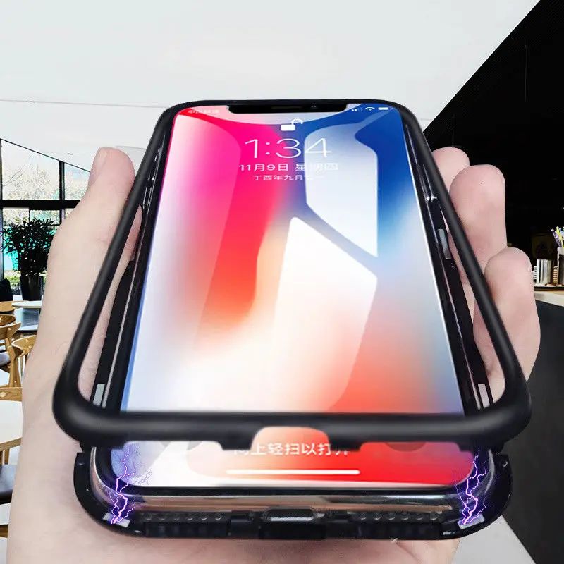 

cell phone 360 shockproof cover tempered Glass magnetic Adsorption for xiaomi a2