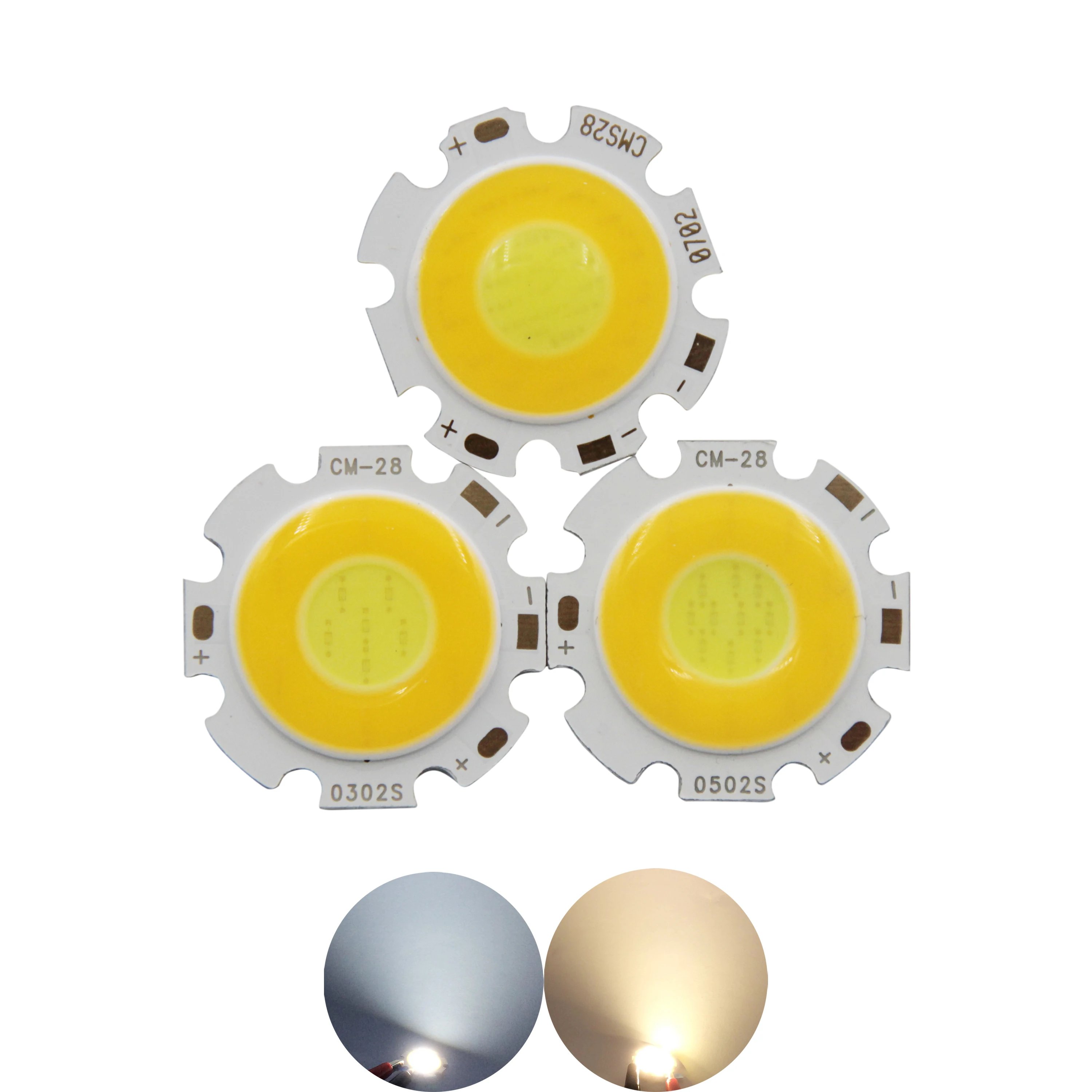 

Double Color 3000-6500K Dimmable 28mm Round LED Chip Light Source Module 3W 5W 7W COB Lamp for Spotlight Bulb