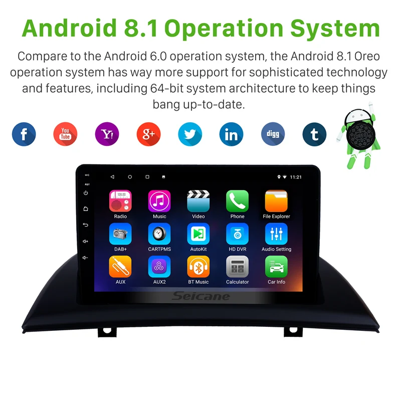 Perfect Seicane 2din Android 8.1 Car Multimedia Player GPS For 2004-2012 BMW X3 E83 2.0i 2.5i 2.5si 3.0i 3.0si 2.0d 3.0d 3.0sd With SWC 1