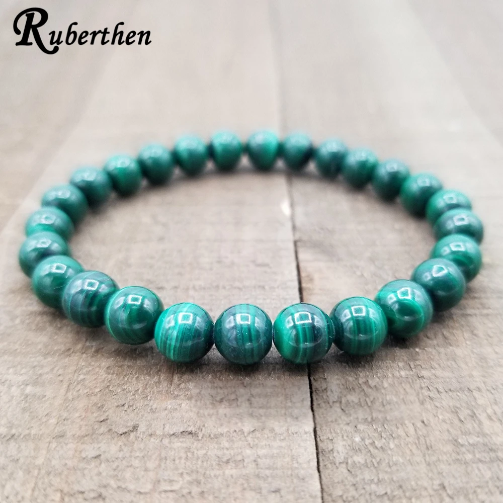 

Ruberthen AAA Grand 6/8 mm Malachite Stacking Bracelet Healing Yoga Mala Beads Bracelet Love Peace Manifestation Jewelry