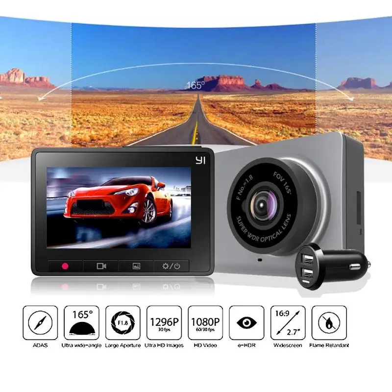 

Smart D ash Camera International Version WiFi Night Vision HD 1296P 2.7" 165 degree 60fps ADAS Safe Reminder Dashboard Camera