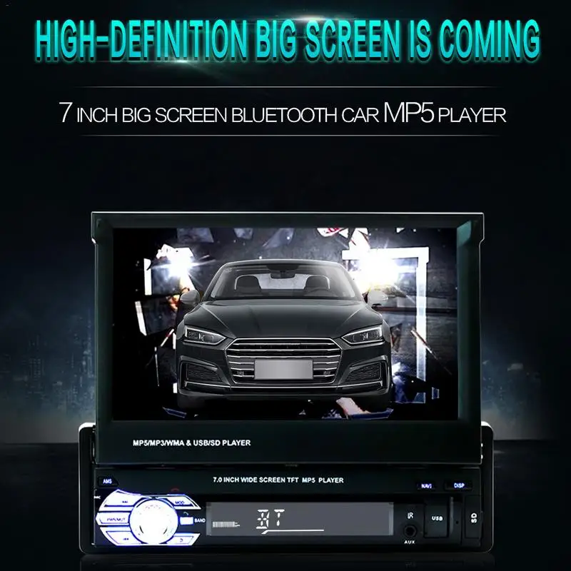 

7 inch Car Car MP5 Player Stereo RDS AM FM Radio GPS Navigation Retractable 1 DIN Touch Screen USB Bluetooth