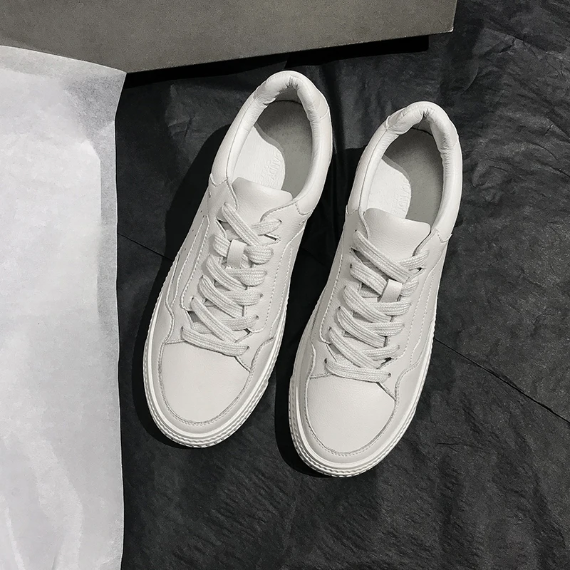 Pu deat2019 En Mode Blanc Bout Printemps Décontracté Plates D'été Rond Nouveau Simples Lacets Chaussures Femmes De À Marée Loisirs White Cuir 10sj145 rxBoeCEQdW
