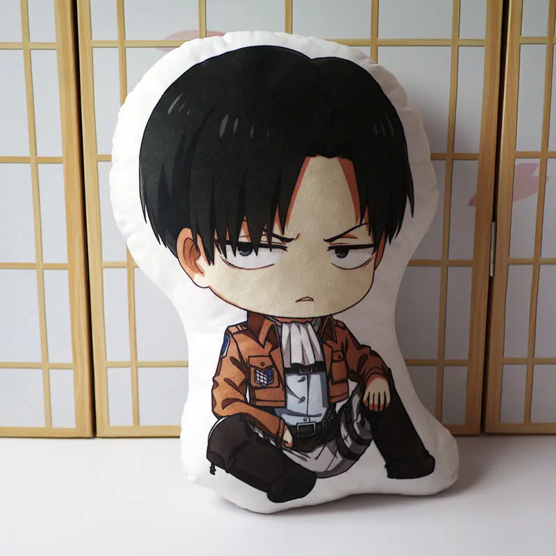 Goede Aanval op Titan kussen speelgoed Anime Levi Ackerman korte pluche gevulde doll dubbelzijdig kussensloop 48 cm voor gift