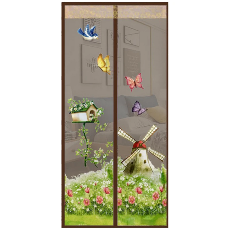 

Windmill Pattern Curtain Summer Anti-Mosquito Mesh Magnet Mosquito Net Curtains Soft Yarn Door Tulle Window Screen Supplies