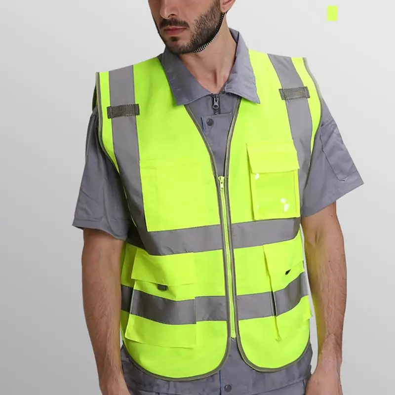 

Hi-Vis Safety Vest Reflective Jacket Security Waistcoat Warp Knitting Cloth
