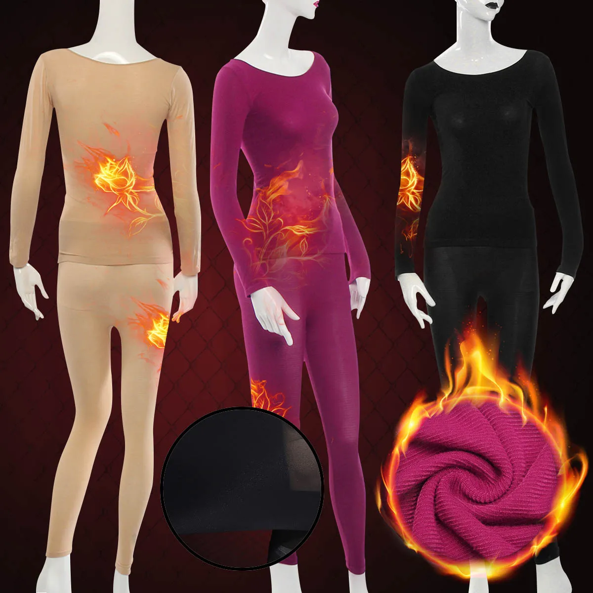 

1set Thermal Underwear Women Winter Warm Thermal Clothing Suit Ultra-thin High-elastic Top+Pants Viscose + Nylon 2 Types