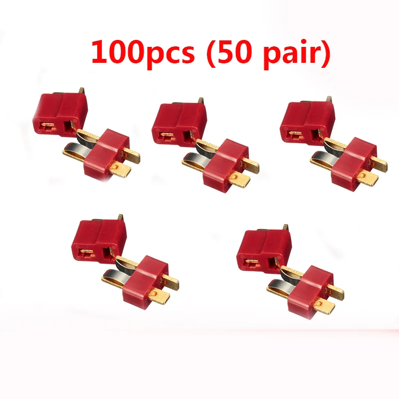 

100PCS/50Pairs T Plug Deans Connectors For RC LiPo Battery Helicopter Male & Female Connector Assortment Kit for imax b6 charger