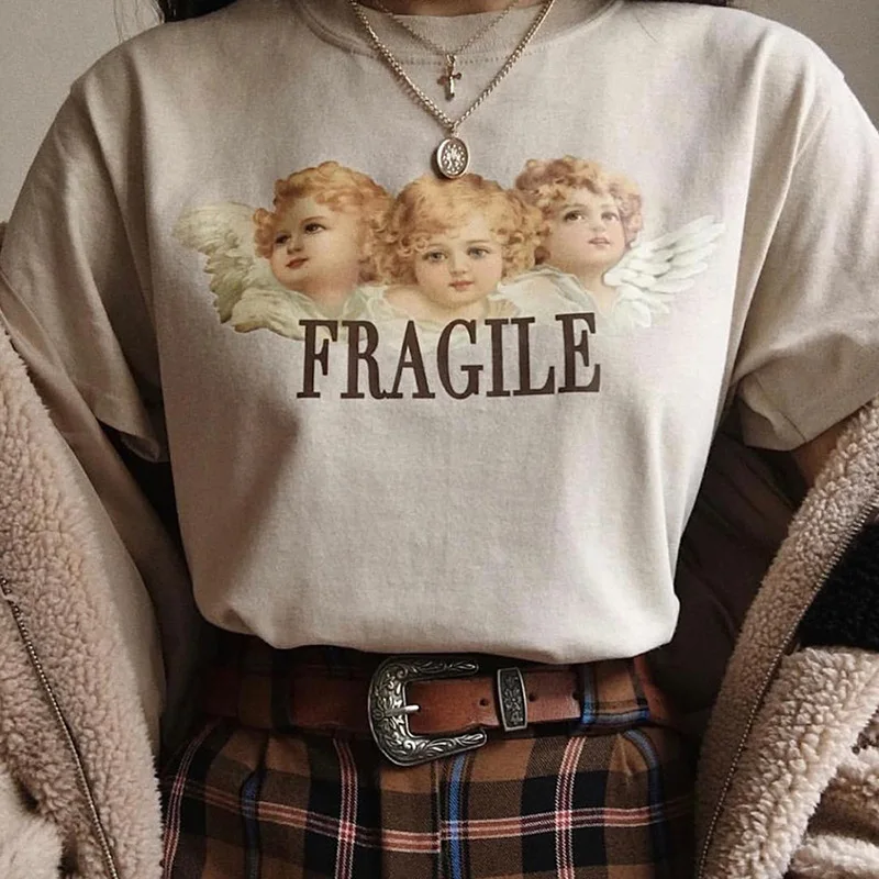 

Fashion Cupid Printed T-shirt Women Loose Casual T-shirt Female Corp Tops 2019 New All-match Short Sleeves S-L