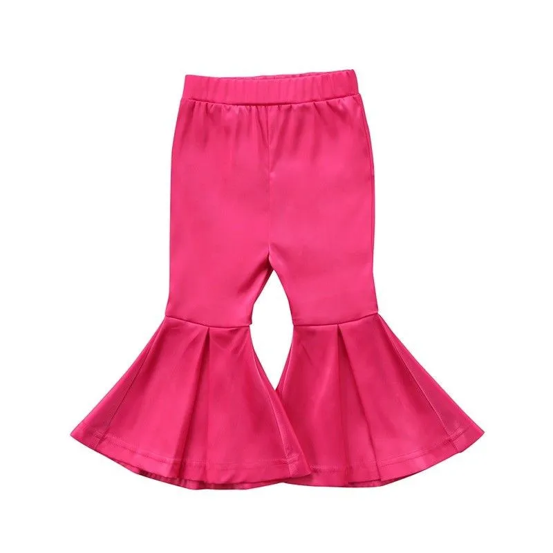 Toddler Infant Baby Kids Girls High Waist Wide Long Flared Bell Babe Bottom Pants Solid Fashion Flare Pants 2T/3T/4T/5T/6T/7T