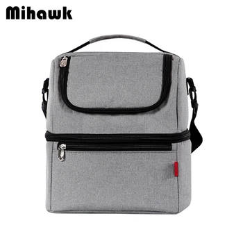 

Mihawk Unisex Thermal Insulated Lunch Shoulder Bag Large Travel Picnic Fresh Keeping Cooler Pouch Food Container Storage Zip Bag