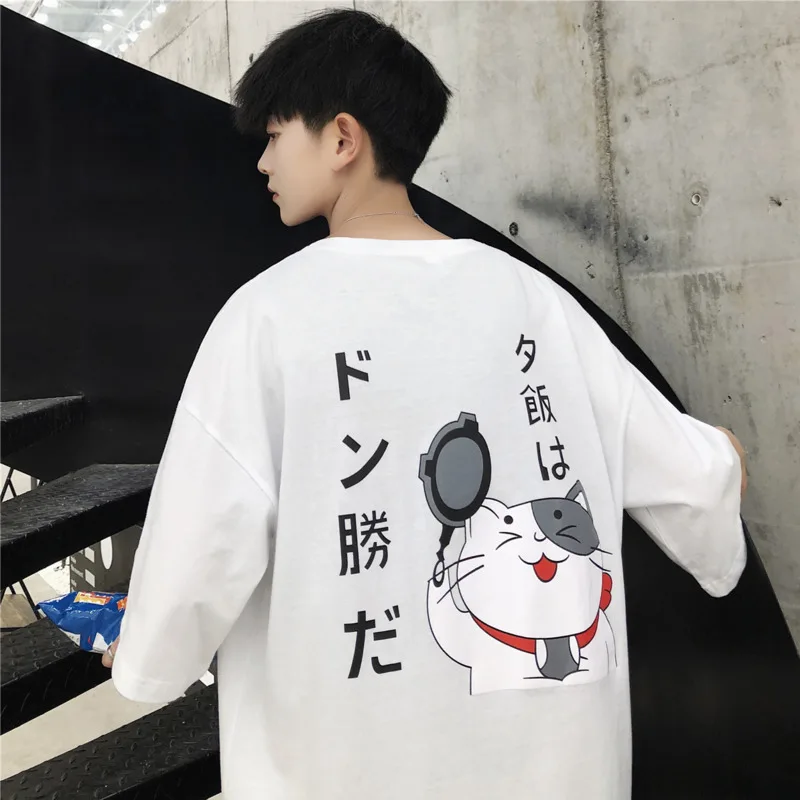 

Men's Short-sleeved T-shirt 2019 Summer New Round Neck Print Loose Five-point Sleeve Youth Tide Fashion Casual Men's Clothing
