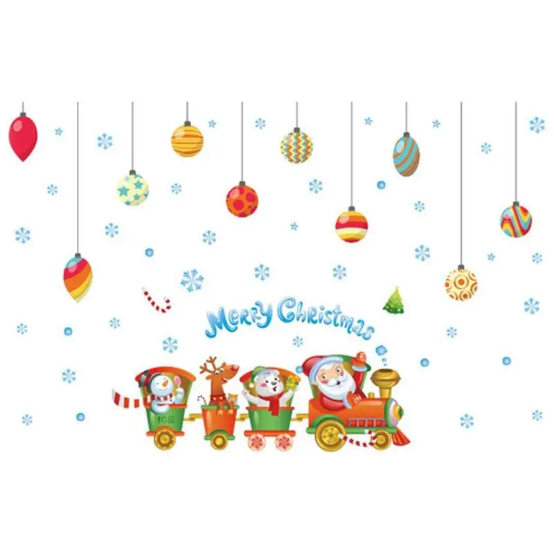 Internet Christmas Removable Ball Vinyl Home Window Stickers PVC Sticker Decor 60x90cm (Multicolor (Christmas Train)