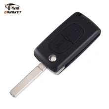 Dandkey 2 Knoppen Voor Peugeot 107 207 307 307S 308 407 607 Flip Vouwen Afstandsbediening Sleutel Shell Fob Case met HU83/VA2 Blade Sleutel Shell