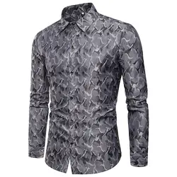 Лидер продаж рубашка для мужчин новинка 2019 года Slim Fit с длинным рукавом Camisa Masculina Сорочка мужская, для общественных мест клуб Пром