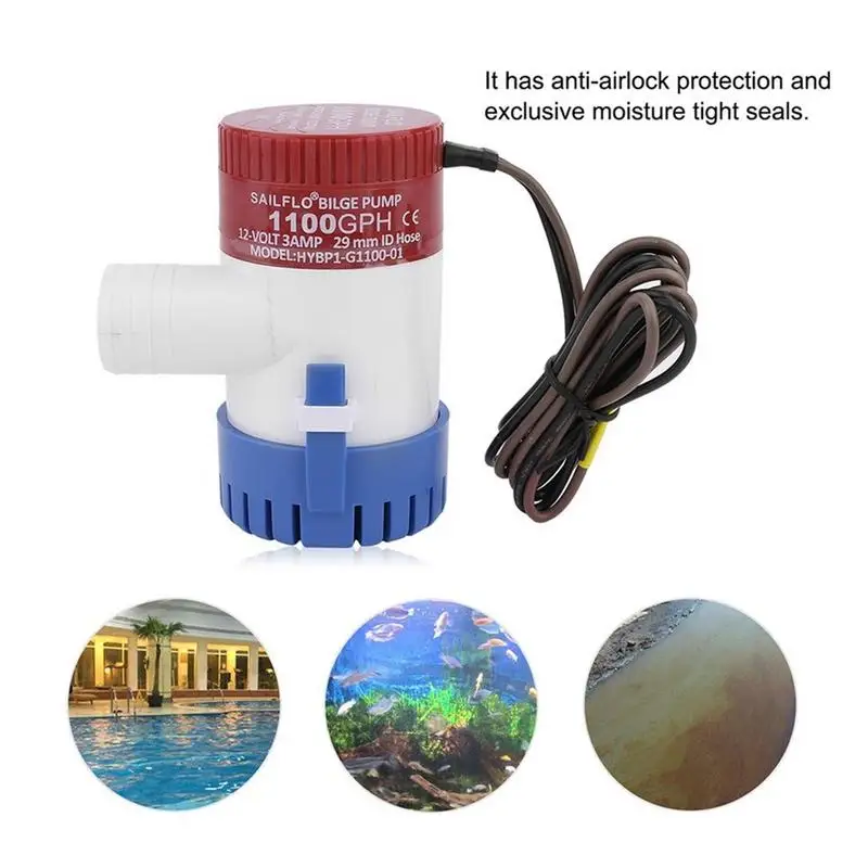 Price Professional 3.0A 1100 GPH 12V Submersible Boat Electric Bilge Pump 1 1 8 Inch Outlet For Boat Bilge Pump