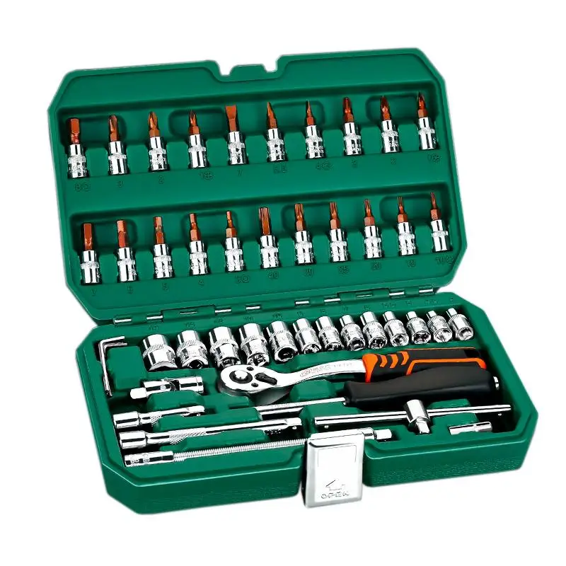 

46Pcs Professional Spanner Socket Set 1/4inch Screwdriver Ratchet Wrench Set Kit Car Repair Tools Hand Tools Portable Household