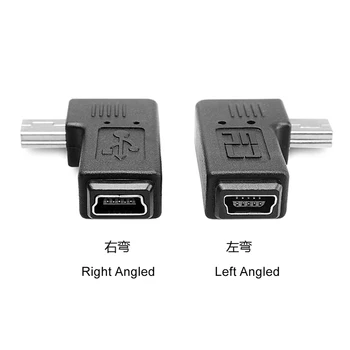 

10pcs/lot Mini USB 2.0 5P Extension Adapter Male to Female 90 Degree Left Angled Right Angled USA