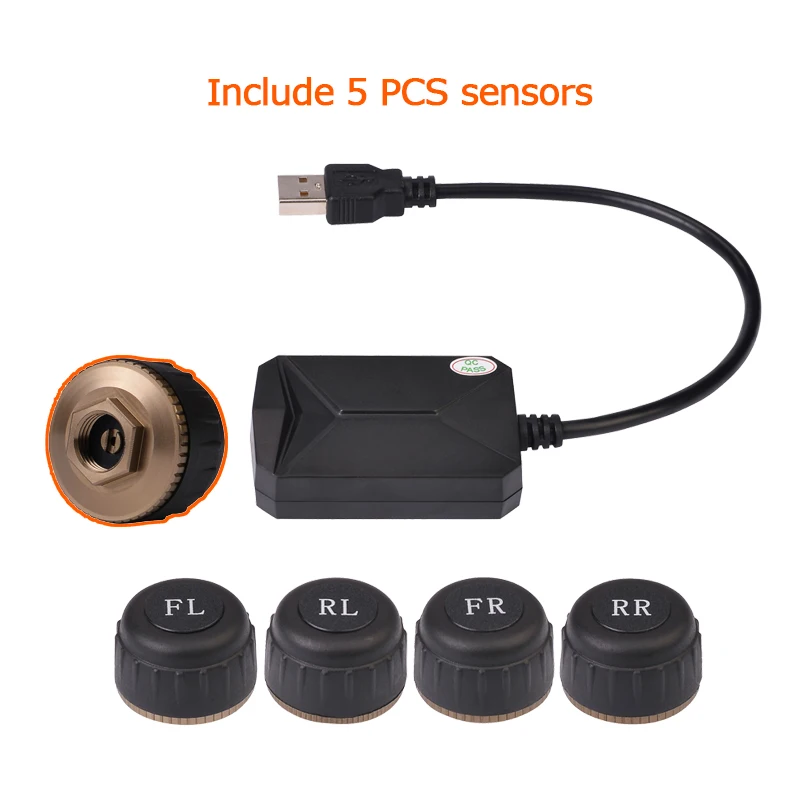 5 uds Sensor USB Android TPMS monitor de presión de neumáticos/navegación Android control de presió