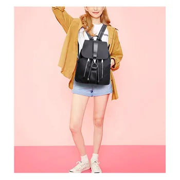 

LJL-Fashion Waterproof Oxford PU Leather Backpack Girls School Bag Shoulder Bag Women Backpacks(Black)