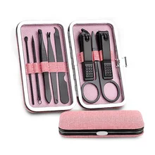 8 шт. набор из нержавеющей стали для педикюра, маникюрный набор, кусачки для ногтей, ножницы, ушные палочки, игла для прыщей, дорожный набор для ухода