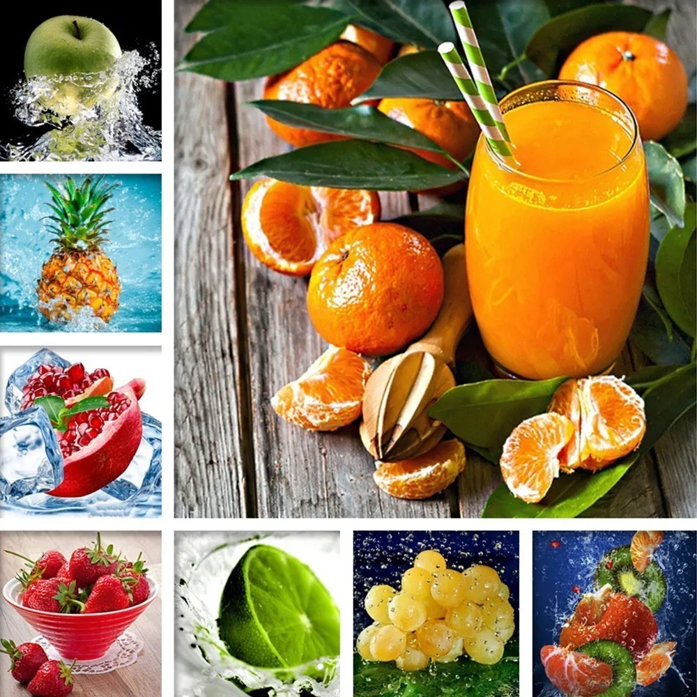 

Huacan Diamond Painting Fruit Full Square Diamond Mosaic 5D DIY Embroidery Pineapple Rhinestone Decor Home Resin Drill Crystal