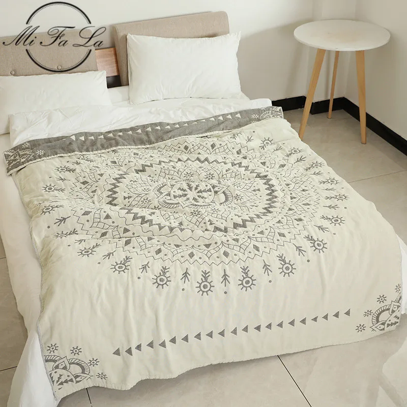 

Mandala Cotton Gauze Towel Cloth Japanese Aircondition Summer Quilt Knitted Blankets for Beds Plaids Bed Cover cobijas para cama