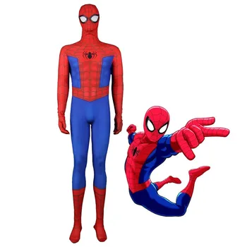 

new Spider Man Into the Spider-Verse cosplay Spider man cosplay costume super hero jumpsuits mask set for man Christmas clothing