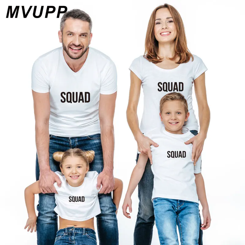 

SQUAD print t shirt for mother daughter family look matching clothes daddy mommy and me outifts baby girl big sister father son