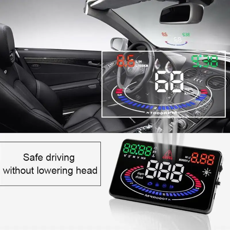 

E300 5.5" Universal OBD2 Car HUD GPS Head Up Display Temperature/Voltage/Fuel Gauge Meter Car Alarm Speed Windshield Projector