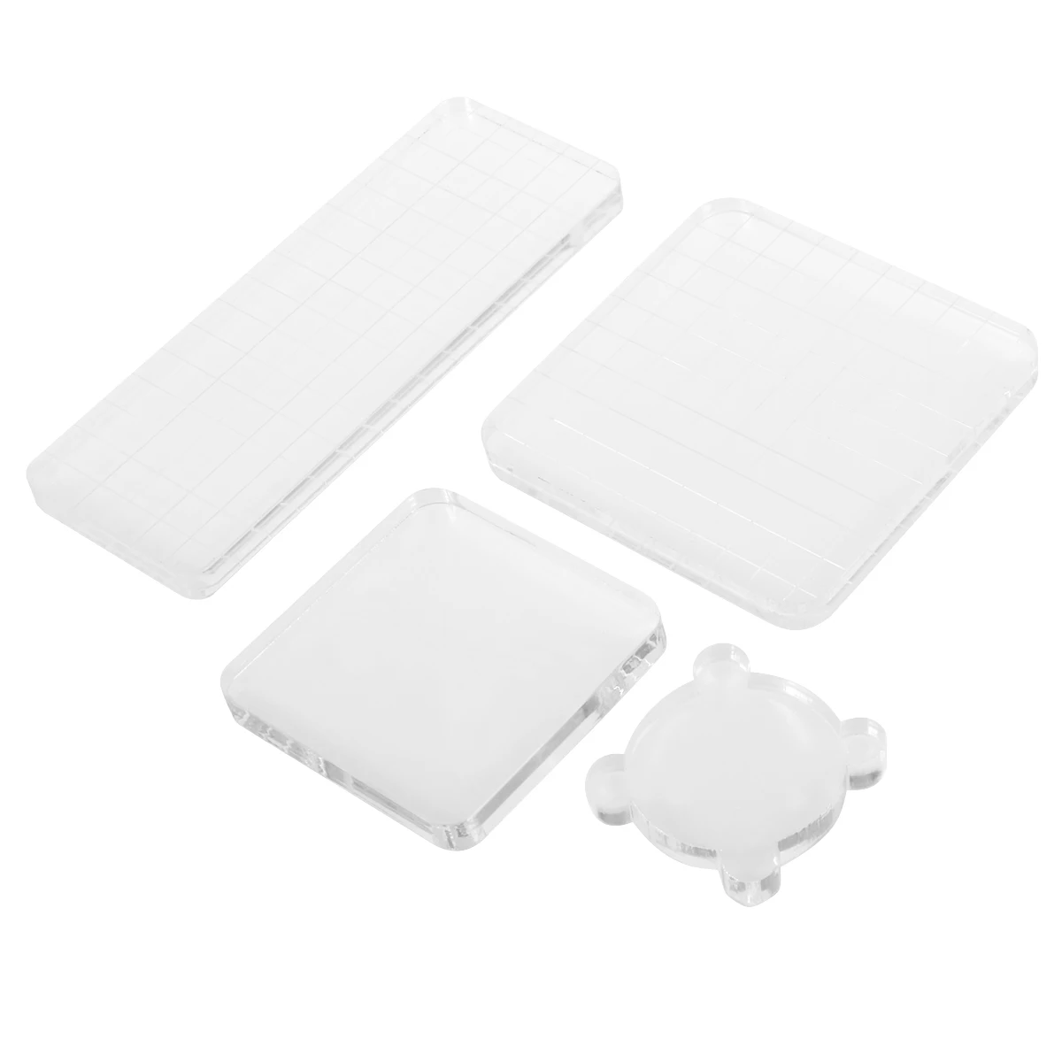 5pcs Clear Stamps Acrylic Clear Stamping Blocks Set with Grid Essential