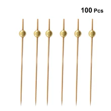 100 шт 12 см Коктейльные шпажки Креативные Круглые бусины ручной работы трубочки для аперитива фруктовые зубочистки вечерние принадлежности(Золотой