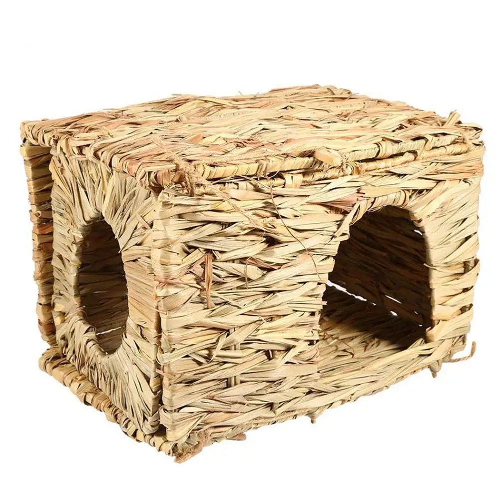 Натуральный ручной работы трава хижина дом складной соломы Cubby гнездо клетка для