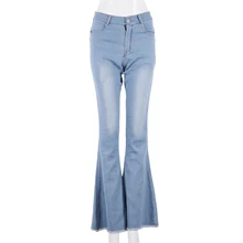 Женские модные широкие расклешенные джинсы джинсовые Удобные Свободные джинсы Брюки с карманами на молнии