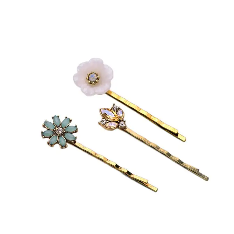 

3pcs Hair Clips Durable Alloy Flower Exquisite Cartoon Bobby Pins Hairpins Barrette Hair Clamps for Women Girls Lady