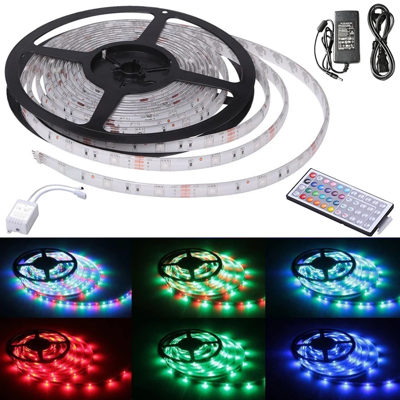 

New 10M RGB Color Changing LED Light Strip with 44 Key Remote Control +Power Supply