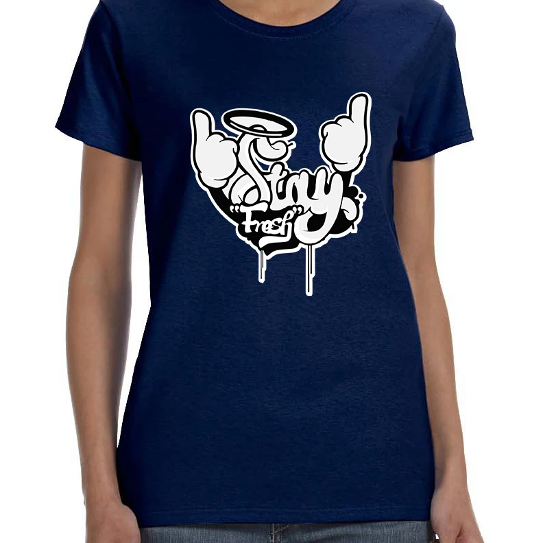 Женская футболка Stay Fresh Fingers Up Cute Cool Tee|Футболки| |