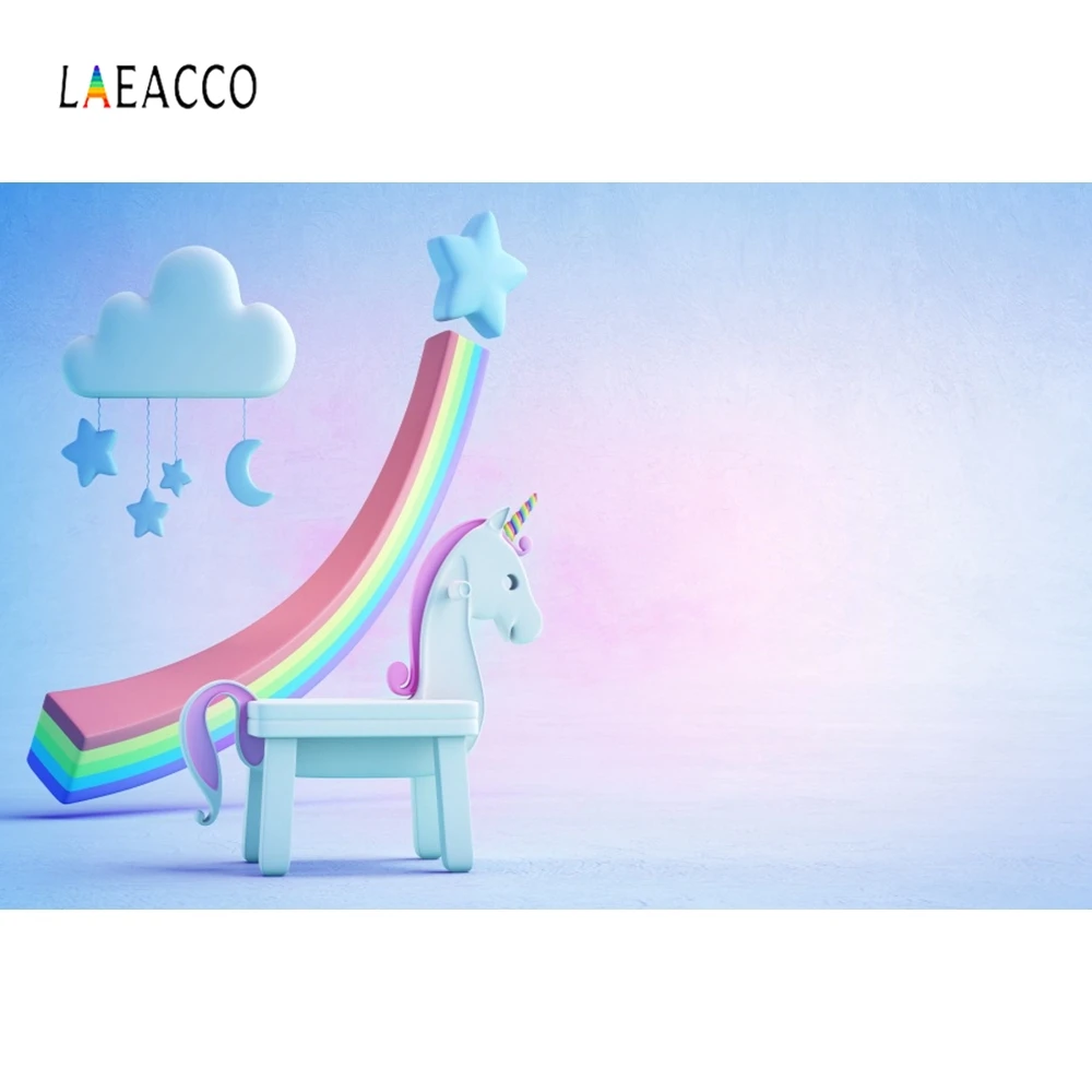 

Laeacco Cartoon Wooden Unicorn Backdrop Scenery Photography Backgrounds Customized Photographic Backdrops For Photo Studio