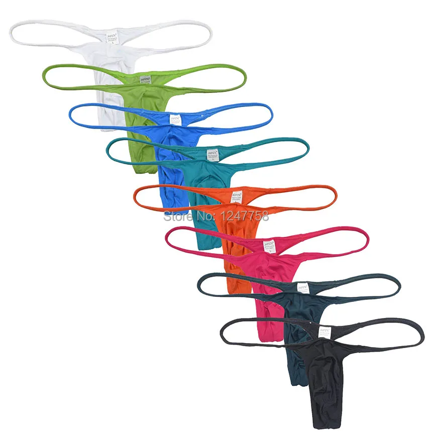 

Sexy Micro Underwear Men's Bulge Pouch T-Back Ice Silk Tangas Sissy Panties Fabric Stretch Thong Tangas Para Hombre