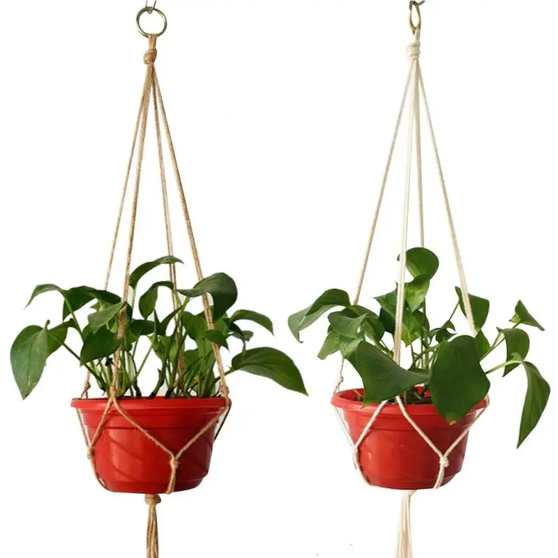 Как повесить горшок с цветком на веревке схема