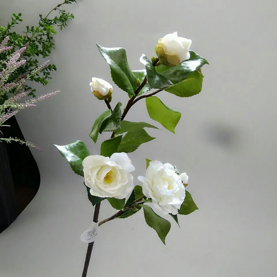

Fresh White Classical Camellia Simulation Landing Artificial Flowers Living Room Bedroom Coffee Table Bouquet Placed Corsage