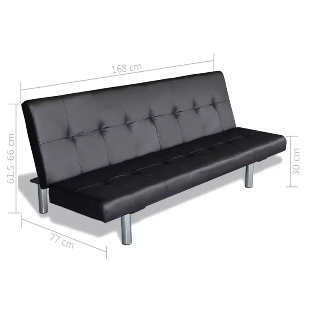 VidaXL Black Versatile Sofa With Bed Two Pillows Synthetic Leather And Wooden Frame Sturdy Living Room Sofa Home Furniture VidaXL Black Versatile Sofa With Bed Two Pillows Synthetic Leather And Wooden Frame Sturdy Living Room Sofa Home Furniture