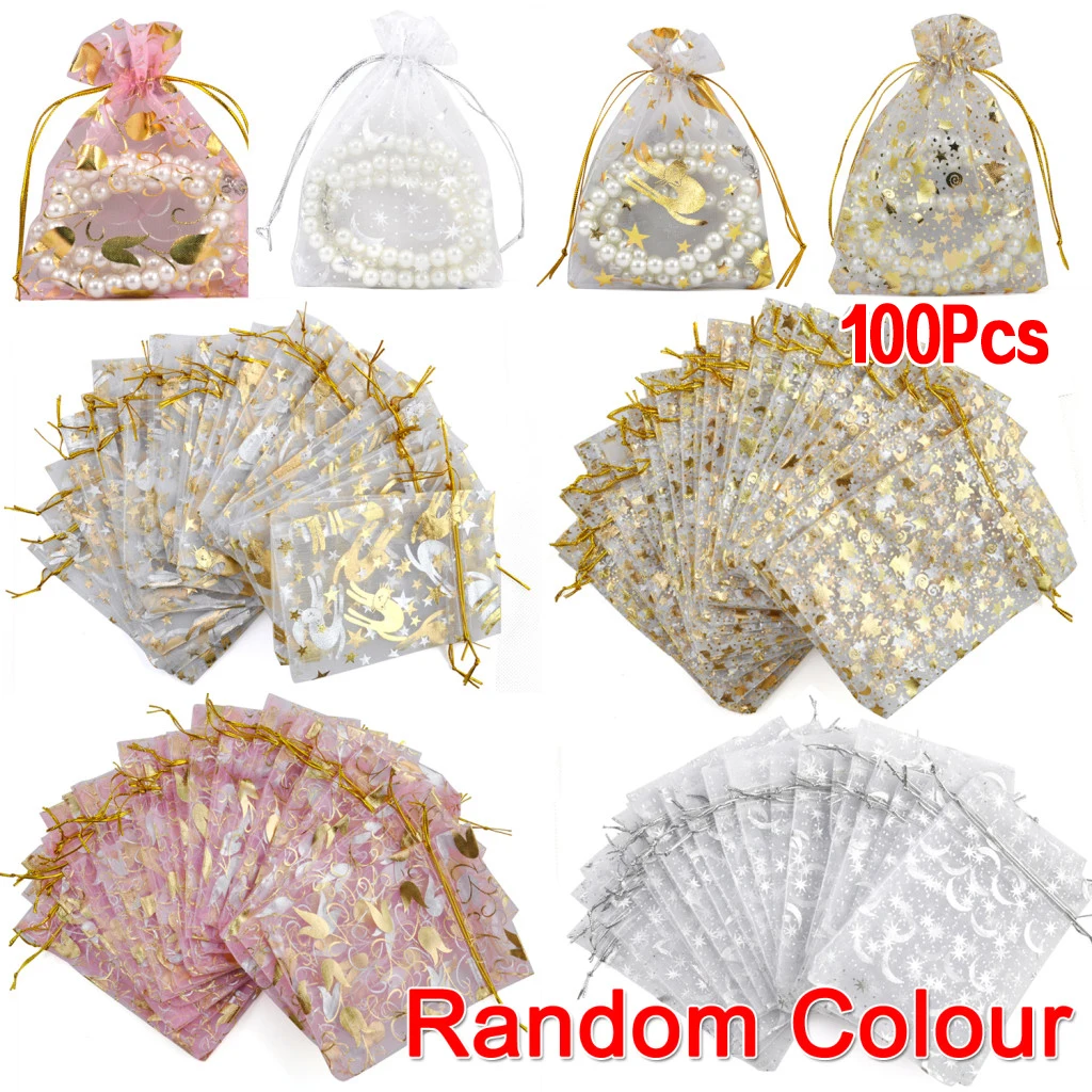 

WSFS Hot 100pcs Mixed Organza Pouch Gift Wedding Bead Candy Gift Bags Pouches