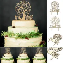 Торт украшение Новогоднее торта Топпер деревянные топперы на свадебный торт Валентина вставить Юбилейная открытка украшения вечерние Desert Декор