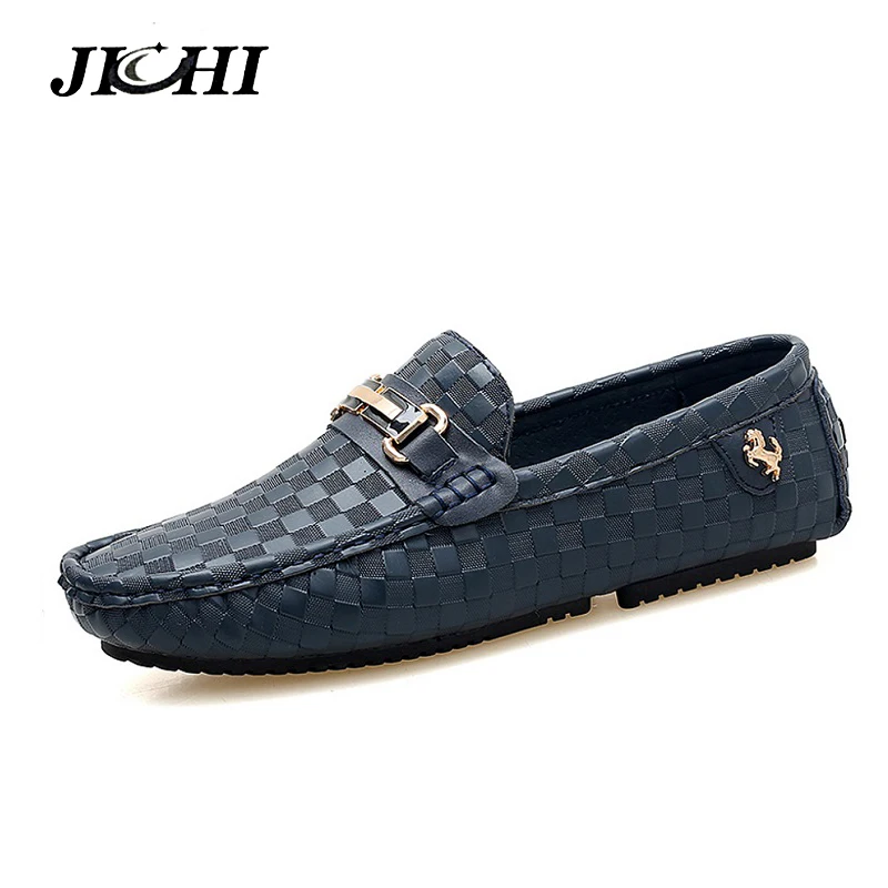

Men Casual Shoes Embossed Leather Moccasins for Men High Quality Slip on Flats Loafers Fashion Buckle Style Driving Shoes