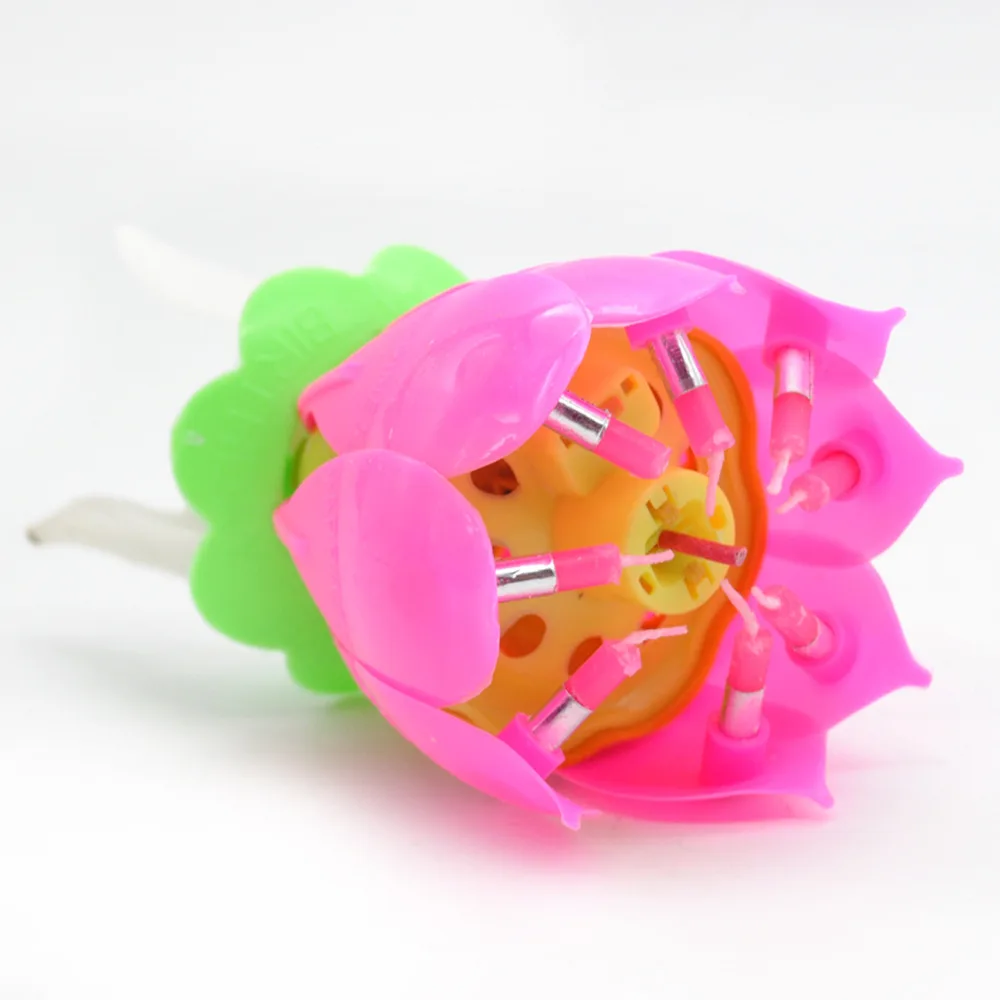 

Hot Selling Birthday Candle Romantic Pink Will Bloom Beautiful Lotus Shaped Candle
